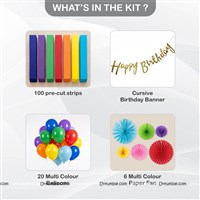 Rainbow Paper Chain Loop Happy Birthday kit with Paper Fans
