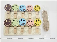 Round Smiley Wooden Clip