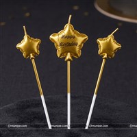 Gold star  3 pcs Candle