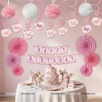 Pink Paperfan Butterfly swrils kit