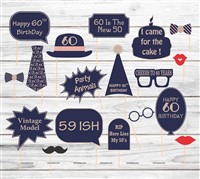 60th Birthday Photo Props Kit Pack of 18