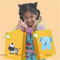 Jungle theme yellow gift bag with tag