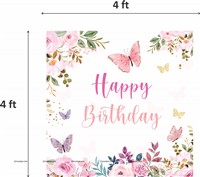 Pink Butterfly Theme Backdrop 