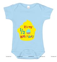 Blue 1/2 Birthday Printed Baby Romper / Onesie for Boys