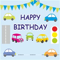 Cute Pastel Cars Theme Backdrop