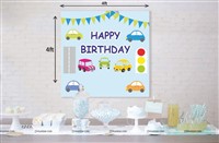 Cute Pastel Cars Theme Backdrop