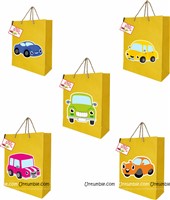 Car theme Yellow gift bag with tag (set of 6 )