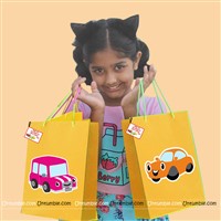 Car theme Yellow gift bag with tag (set of 6 )