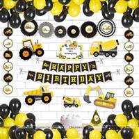 Construction theme Paper Fan Party Kit