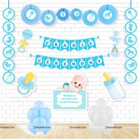 Baby Boy Cradle Ceremony Paper Fans Kit 
