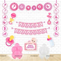 Baby Girl Cradle Ceremony Paper Fans Kit