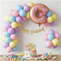 Donut Foil Happy Birthday Banner Kit (Pack of 32 pcs)