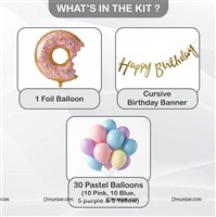 Donut Foil Happy Birthday Banner Kit (Pack of 32 pcs)