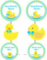 Blue & yellow disc danglers