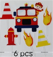 Fireman Theme Acrylic Cake Topper Set