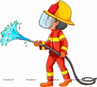Fireman with water hose