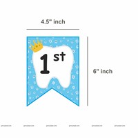 Blue First Tooth Banner and Cake Topper Kit (Pack of 2 Pcs)