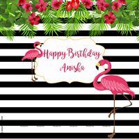 Pink Flamingo black striped backdrop