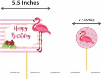 Pink Flamingo Theme Swirls & Cup Cake Toppers Set