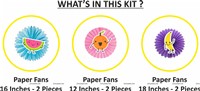 Fruit Theme Party Decoration Paper Fan Kit - 6 Pcs