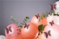 Silver and Red Butterfly Party Decor Stickers- 1 Set