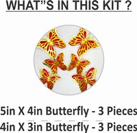 Gold and Orange Butterfly Party Decor Stickers- 1 Set