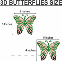 Green and Pink Butterfly Party Decor Stickers- 1 Set