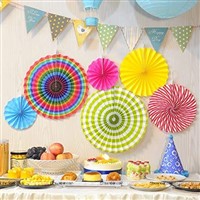 Haldi Foil Balloon and Paper Fan Curtain Kit