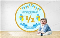 Half Birthday Backdrop ( Blue )