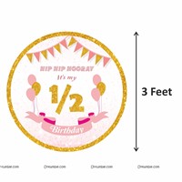 Half Birthday Backdrop and paper Fan Kit  ( Pink )