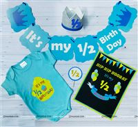 Boy Half Birthday party kit in Blue