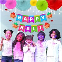 Happy Holi Banner & Paper Fan Kit