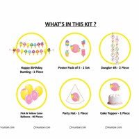 Ice Cream theme Super saver birthday decoration kit (Pack of 58 pieces)