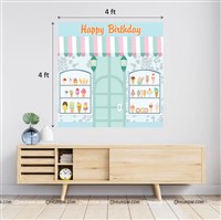 Ice Cream Theme Backdrop 4 feet x 4 feet, Pack of 1