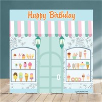 Ice Cream Theme Backdrop 4 feet x 4 feet, Pack of 1