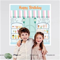 Ice Cream Theme Backdrop 4 feet x 4 feet, Pack of 1