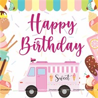 Ice Cream Theme Happy Birthday Backdrop 4 feet x 4 feet, Pack of 1