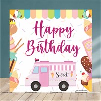 Ice Cream Theme Happy Birthday Backdrop 4 feet x 4 feet, Pack of 1