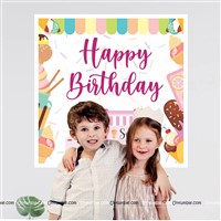 Ice Cream Theme Happy Birthday Backdrop 4 feet x 4 feet, Pack of 1
