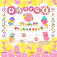 Ice Cream Theme Paper Fans Kit 