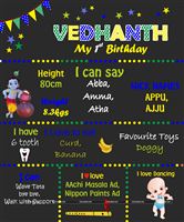 Chalkboard poster for a Little Krishna theme birthday