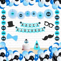 Little Man theme Paper Fan Party Kit