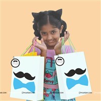 Little Man Birthday | Boss Baby | Mustache theme Stickered gift bags