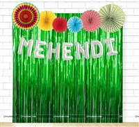 Mehendi Foil Balloon and Paper Fan Curtain Kit