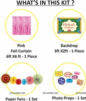 Mehendi Foil Kit with Backdrop and Paper Fans and Props - Pink