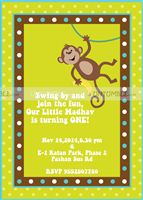 Monkey hanging Invite