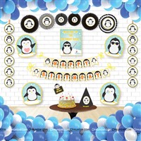Penguin Blue and White Theme Paperfan Kit