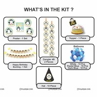 Penguin Blue and White Theme Party Hats Kit