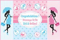 Backdrop with fashionable pregnant women