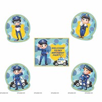 Police Theme Silver Foil Curtain Kit